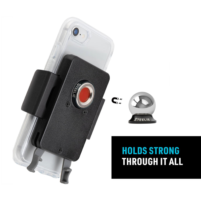 Nite Ize Steelie Squeeze Clamp - Universal Dashboard Mount for Hands-Free Use - Easy-Squeeze Levers - Continuous Force Springs - 360-Degree Rotation Magnetic Holder - Compatible with Wireless Chargers Phone Holder