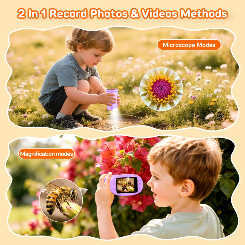 [AUSTRALIA] - 1000X Handheld Digital Microscope for Kids with 2.0" IPS Screen, Easter Gifts Portable STEM Science Lab Toy, Rechargeable Pocket Microscope Educational Gift for Boys & Girls Age 4-6 8-12, Purple Purple 