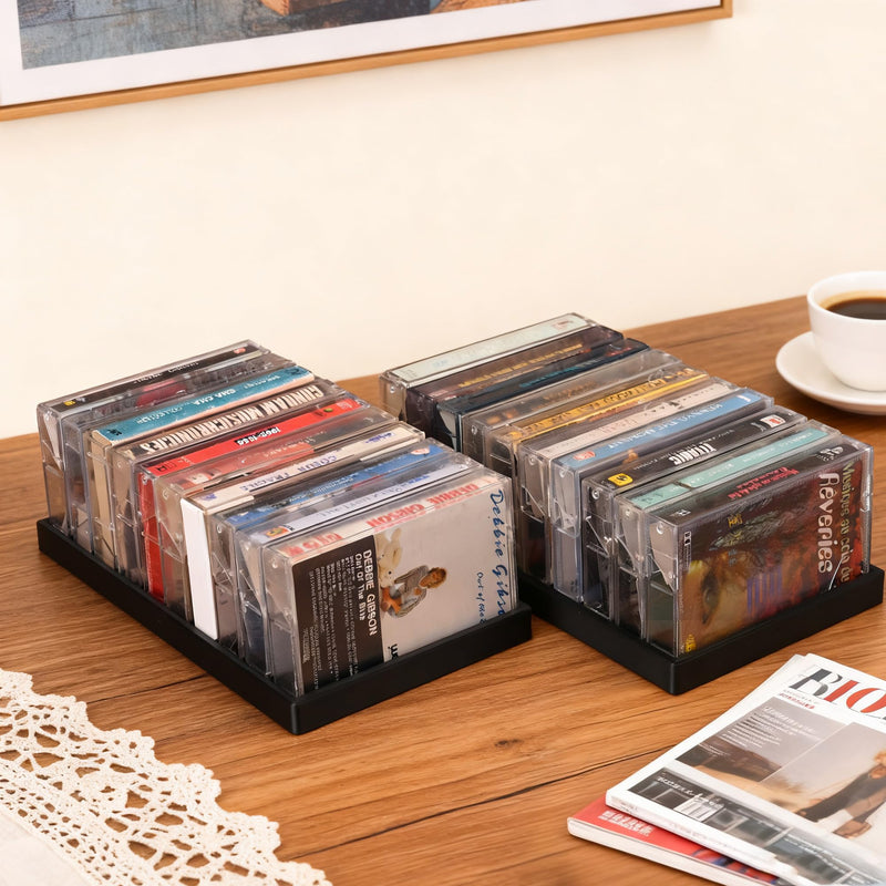 [AUSTRALIA] - 2Packs Cassette Tape Storage Organizer Rack- 20 Slots Audio Cassette Tape Holder, Durable And Stylish Design for Home, Studio, Collectors, Easy to Move And Organize Audiotapes 