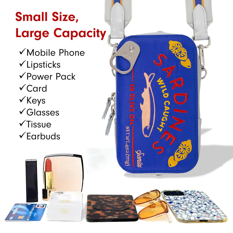 Sonix Universal Phone Pouch | Crossbody Bag for Cell Phone, 3-in-1 Smartphone Purse Wallet | Sardines - Blue