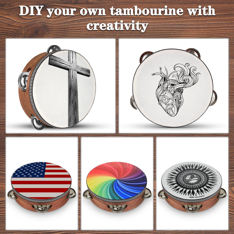 [AUSTRALIA] - Tambourine, Tambourines for Kids, 6 Inches Wooden Hand Held Percussion Tambourine with Storage Bag, Tambourines Musical Instrument for Church, Wedding, Party, Dance, Photo Shoot 6" 