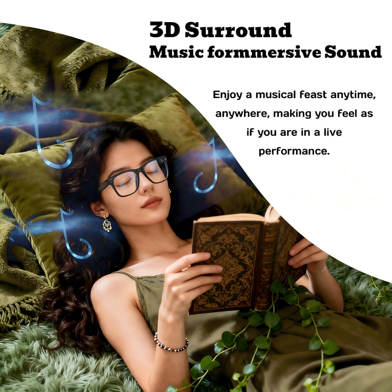 AI Smart Glasses with Camera, 8MP HD Video & Photo Capture for Travel | Video Recording Sunglasses, Open-Ear Audio, RealTime Translation, Interchangeable Blue Light & UV Protection Lenses