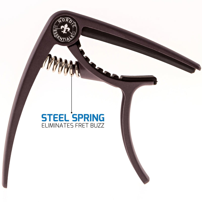 Guitar Capo Deluxe for Acoustic Guitars, Ukulele, Banjo, Mandolin, Bass - Made of Premium Quality Zinc Alloy for 6 & 12 String Instruments - Luxury Accessories by Nordic Essentials Matte Coffee Dream