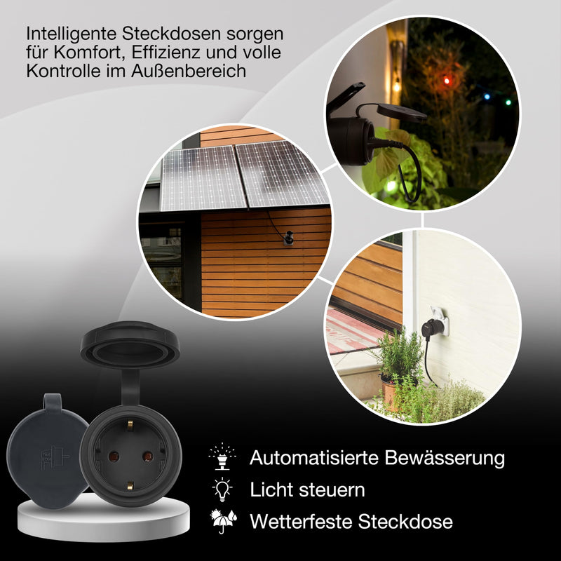 LEDVANCE SMART+ ZigBee Outdoor Plug, Compact Outdoor Socket with Energy Consumption Control, Makes Conventional Devices Smart, Controllable via Alexa, Google Home and Other Zigbee Gateways, Pack of 1 black 1er-Pack For outdoor use