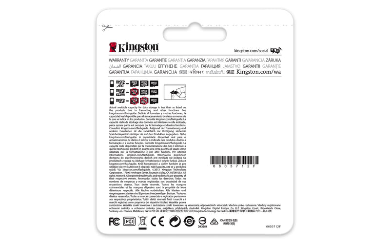 Kingston 4 GB microSDHC Class 4 Flash Memory Card SDC4/4GB Standard Packaging