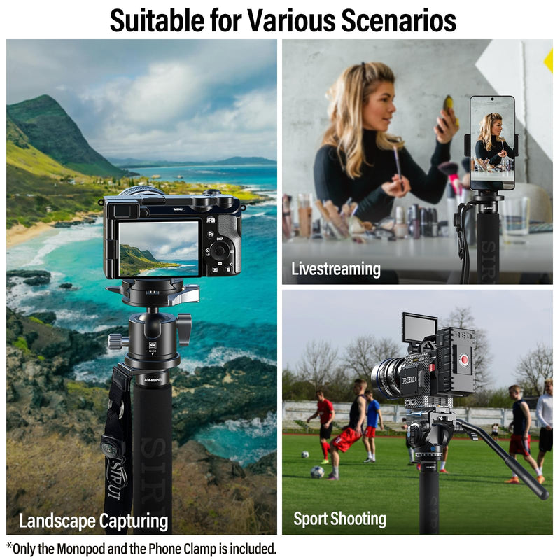 SIRUI Camera Monopod AM-MDP01, 65 inch Carbon Fiber Monopod Compact Lightweight for Travel, Max Load 22lbs/10kg