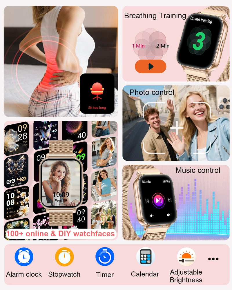 Smart Watch for Women (Answer/Make Call),1.85" Touchscreen Smartwatch with 120+ Sports Modes Sleep & Heart Rate Monitor Pedometer, Activity Fitness Watch for Android iPhone, 30 Days+ Battery Life Rose Gold