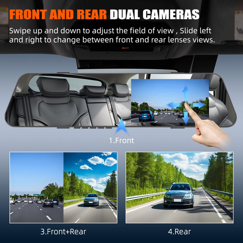 [AUSTRALIA] - Mirror Dash Cam for Cars,4.5 Inch Rear View Mirror 1080P Front and Rear View Dual Cameras,Super Night Vision,Parking Assistance,24H Parking Monitor,Waterproof Backup Camera 4.5 Inch 1080P 