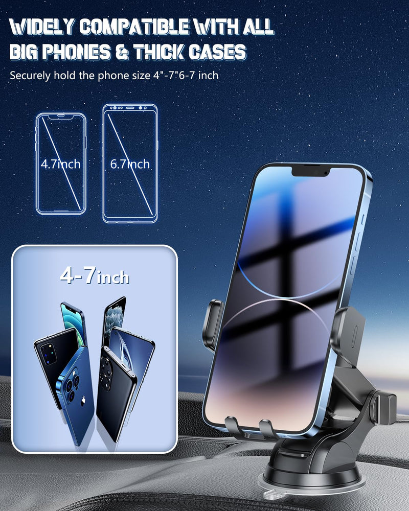 Wireless Car Charger, Fast Charging Phone Holder 3 in 1 Phone Mount Auto Clamping Car Accessories Compatible with iPhone 16 15 14 13 12 11 Xs XR, Samsung S23 Ultra S22 S21 S20/S10+ S9(Midnight Black) Midnight Black