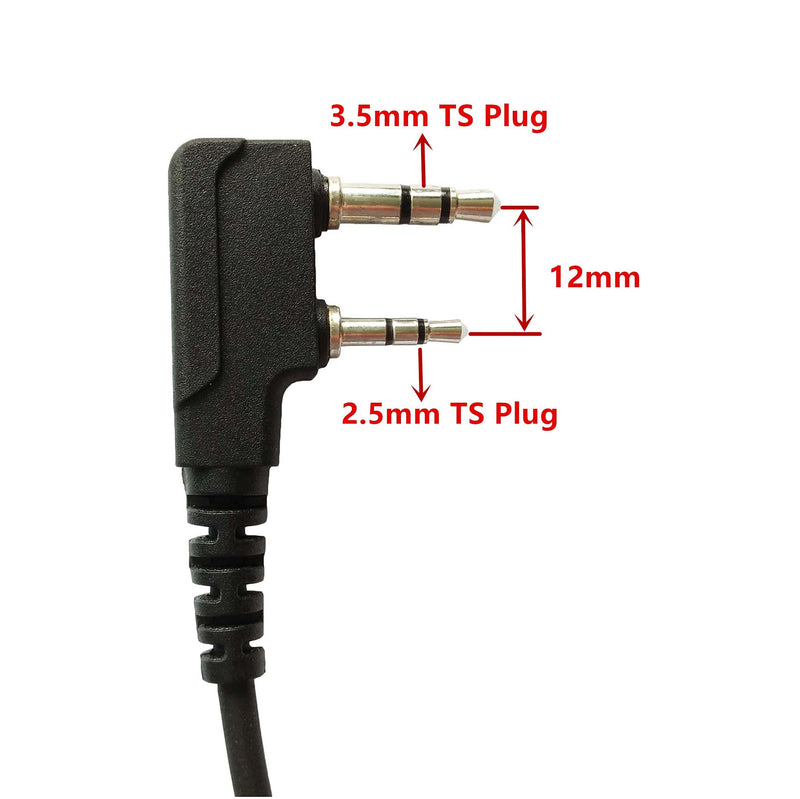 Covert Acoustic Tube Walkie Talkie Earpiece Surveillance Headset with Mic Compatible with 2 Pin Kenwood Two Way Radio 1 pack