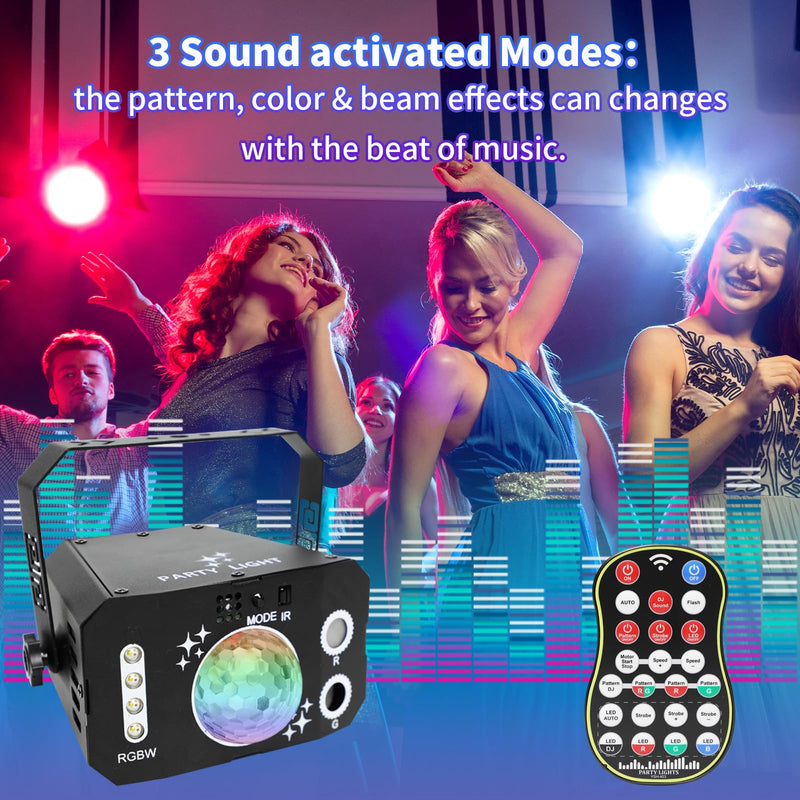 Wuzstar 7 Lens Disco Ball Lights,USB Powered RGBW DJ Strobe Lighting Sound Activated,Laser Party Light Indoor Outdoor for Xmas Club Bar Parties Holiday Christmas Home Decoration