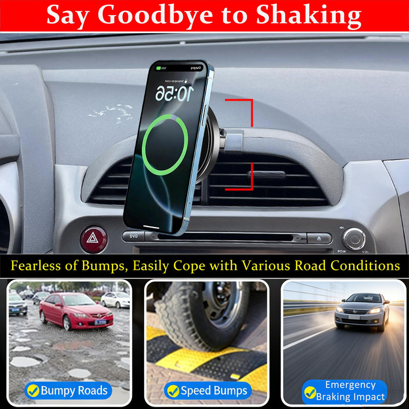 15W Magnetic Wireless Charging Car Mount Exclusive Snap-On Holder for Honda Fit 2009-2014 Accessories Dedicated Phone Stand Compatible with MagSafe for iPhone 12-17 Series Honda Fit for 2009-2014