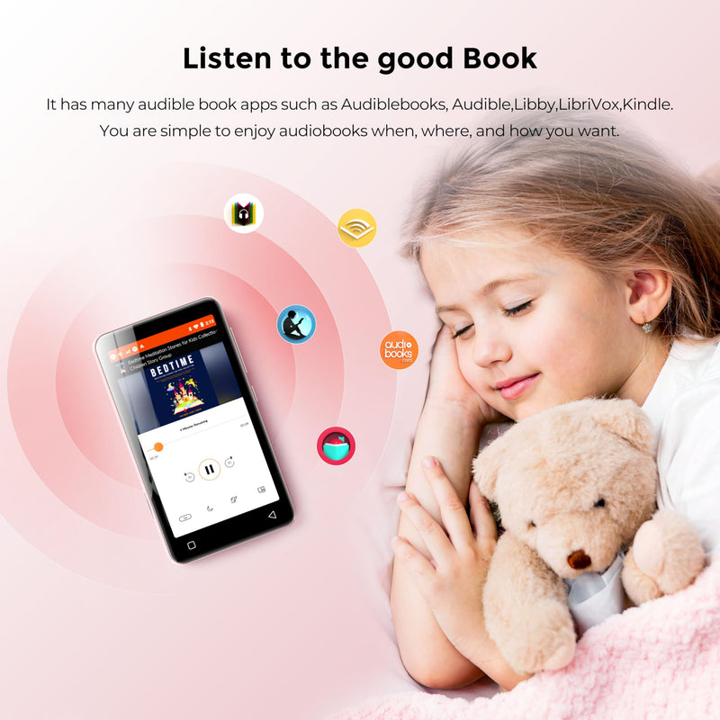 [AUSTRALIA] - 160GB MP3 Player with Bluetooth and WiFi, innioasis Music Player with Spotify,Pandora,Amazon Music,4" Touch Screen Android MP4 MP3 Player for Kids with Libby,Audible,Spotify Kids (White+Pink) Pink+White 