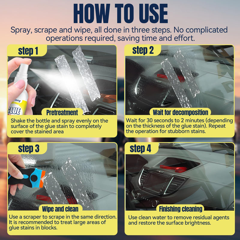 ALLONY Label Remover, Label Remover Spray, Adhesive Remover Extra Strong, Sticker Remover, Carbon Remover with Scraper, Quickly Removes Stubborn Adhesive Residue, Glue Remover - 120 ml