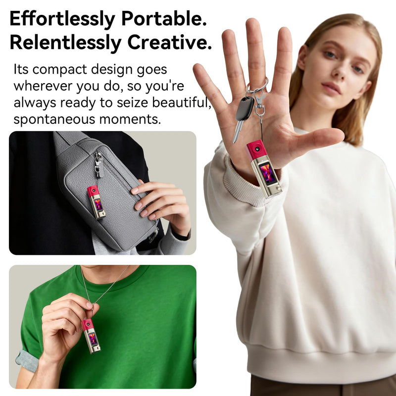Mini Keychain Digital Camera:2K Digital Mini Camera with 16GB Card,Vintage Keychain Video Camera, 1" HD LCD Display, 400mAh Battery Portable Small Cameras with Elegant Gift Box for Travel,Kids,Gifts Gilt