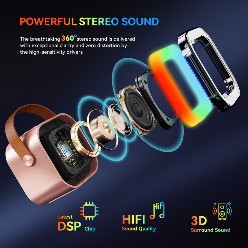 Karaoke Machine for Kids Adults, Portable Bluetooth Mini Karaoke Microphone Singing Speaker with 2 Wireless Mic and Light,Toys for All Smartphones,Birthday, Family,Home Party (Rose Gold) rose gold