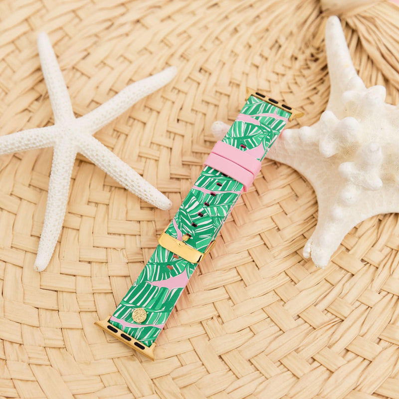 Lilly Pulitzer Silicone Smart Watch Band for Women, Sized to Fit 38mm 40mm 42mm & 44mm Smartwatches, Compatible with Apple Watch Series 1-6 and SE, Let's Go Bananas Pattern