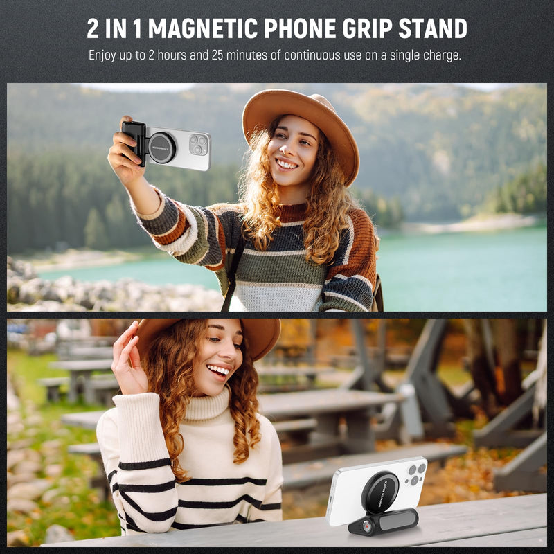 NEEWER Basics Magnetic Phone Camera Grip Handle with Shutter Remote Compatible with MagSafe iPhone ONLY, 18W Magnetic Charging, 5000mAh Rechargeable for Vlog Selfie Tripod Video Recording, WS-25001