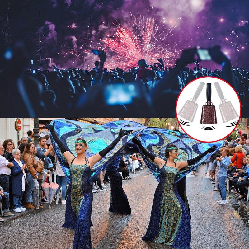 8’’ Steel Cow Bell with Handle, Noise Maker Cowbell, Cheering Loud Hand Call Bell for Sport Events Football Soccer Hockey Baseball Basketball Games Party Concert Graduations School Wedding Farm Ranch 8inch-copper