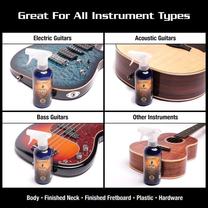 MusicNomad MN150 Guitar ONE All-in-1 Cleaner, Polish, and Wax, 12 oz. 12 Fl Oz (Pack of 1)