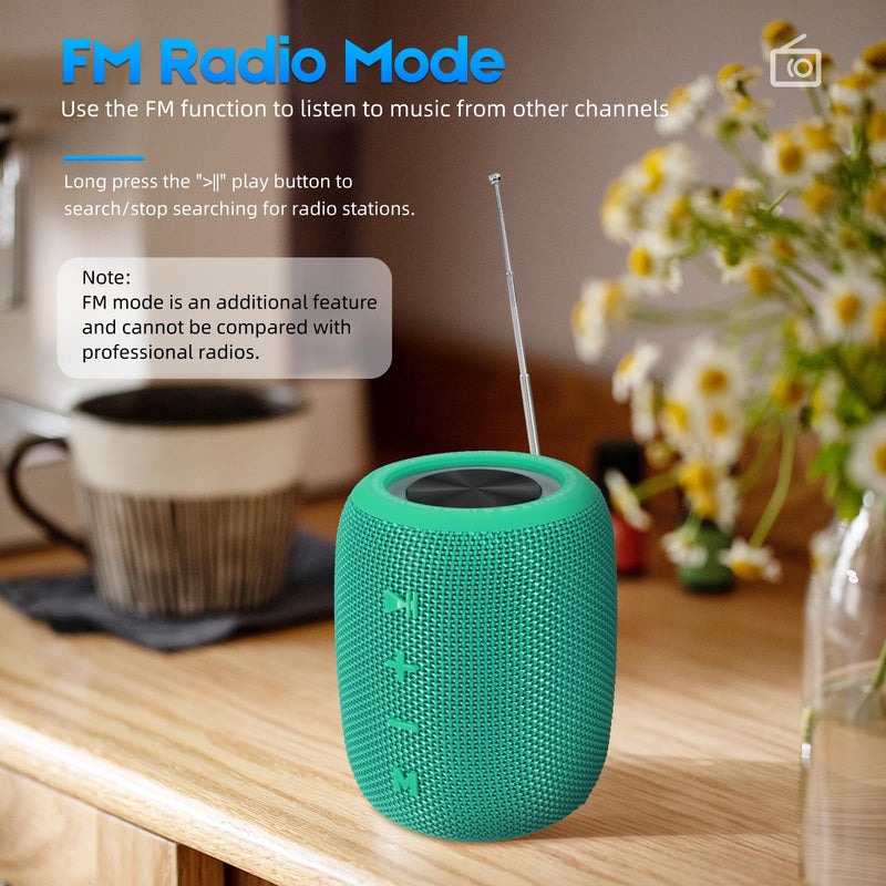 Portable Bluetooth Speaker, BT5.3 Wireless Speaker 20W Bass Diaphragms with Multi LED Light Dynamic Modes, IPX6 Waterproof 16H Playtime supports FM Mode, TF, USB for Home, Cycling, Outdoor, Beach Teal