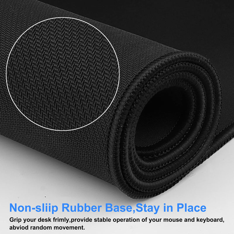 Gaming Mouse Pad,Hosimoln Large Mouse Pad Size 27.5x11.8 Thickness 0.12 inches,Premium-Textured Non-Slip & Waterproof Computer Mousepad with Stitched Edges for Gaming, Office & Home-70x30 Black 70x30 Black