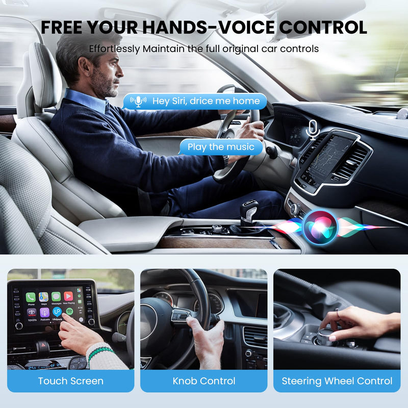 GRAYWATER Wireless CarPlay Adapter,Convert OEM Wired to Wireless Car Play Dongle Fit for Cars 2015+ & for Apple iPhone iOS 10+,Innovative Seamless Control Plug & Play（Space Silver） Space Silver