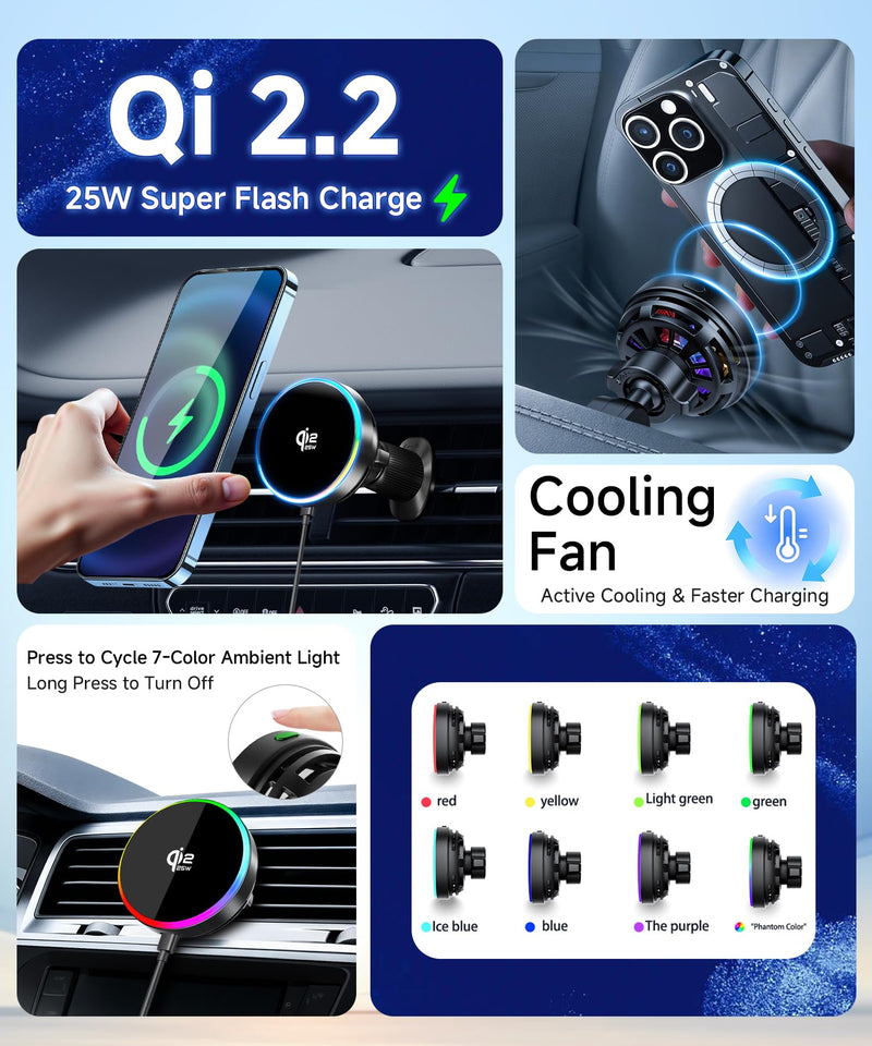 Qi2.2 25W Wireless Charger Car Phone Mount for Volkswagen ID.4 2021-2024 | VW ID4 2021-2024,12" Screen, Magsafe Accessories Fast Charging Magnetic Cell Phone Holder Clip Compatible with iPhone Android