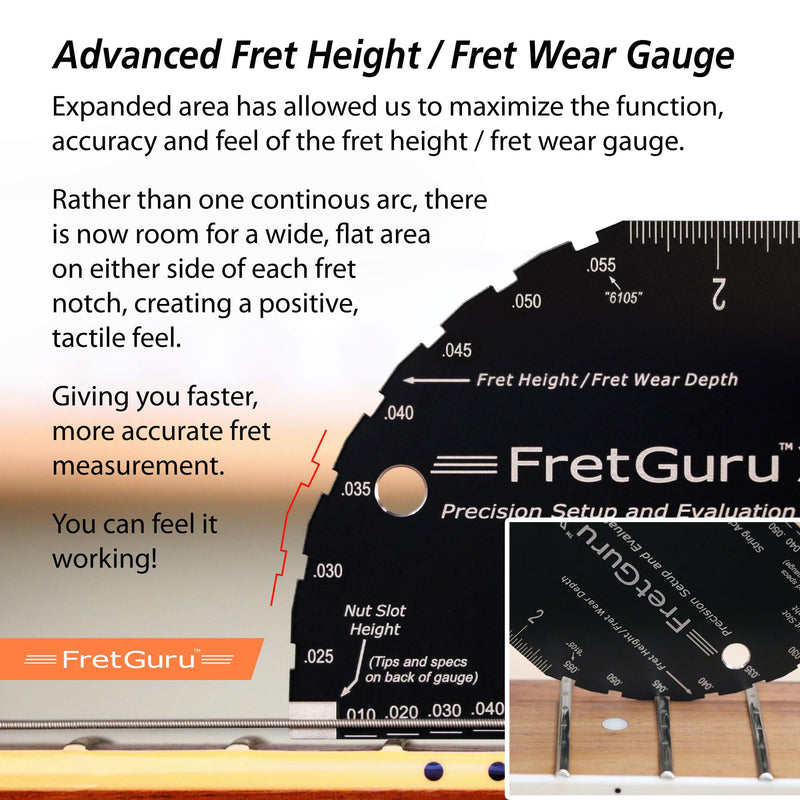[AUSTRALIA] - FretGuru XT Guitar String Action Gauge – Pro Fret Rocker, Bridge & Pickup Spacing Ruler, Advanced Ultra-Precision, MOAGG™ Technology – Guitar Setup Tool for Luthiers with Fret Height/Fret Wear Checker XT Gauge 