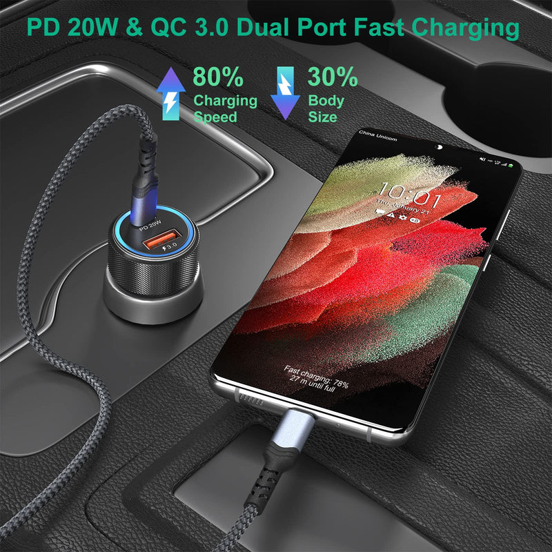 10 Pack USB C Car Chargers, Dual 12V USB C & USB Car Charger Apdaters PD&QC 3.0 Fast Charging Cigarette Lighter Plug