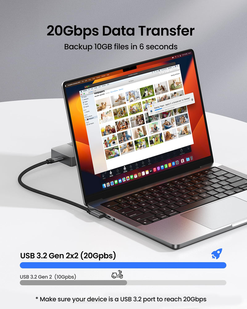 Silkland Long USB C Monitor Cable 90 Degree 15FT, 8K@30Hz 5K/4K@60Hz Output | 20Gbps Data Transfer, Right Angle USB C 3.2 Gen 2x2 Cable, 240W PD Charging for iPhone 17,MacBook, Portable Monitor, Carplay 15 Feet