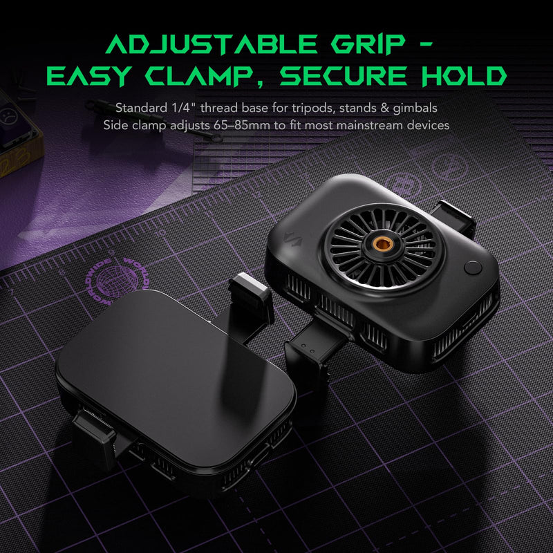 Black Shark Live Streaming Cooler – Portable Clip-On Phone Cooler with RGB Lights for Gaming, Streaming, Video Recording & Photography, Low-Noise Portable Design for Quiet, Lightweight, Easy Carry Use