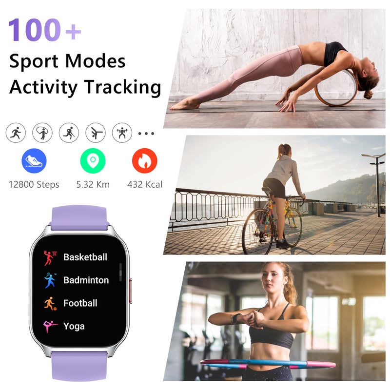 2-Pack Smart Watch with 4 Bands, 2.0" Fitness Tracker Watch(Dial/Answer Calls) with Heart Rate/Blood Pressure/Blood Oxygen Monitor for Android iOS