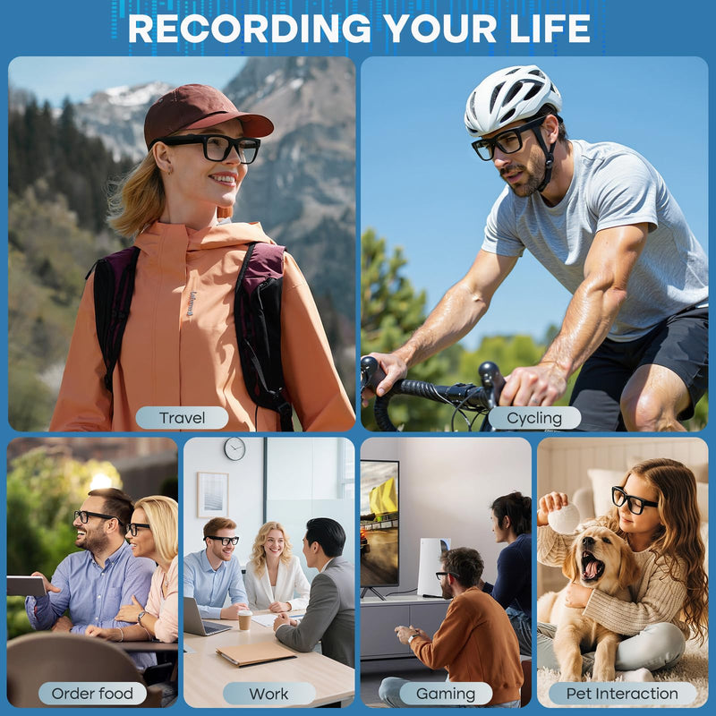 AI Smart Glasses with 4K Camera: Hands-Free POV Recording & Translation | ChatGPT-powered glasses with 8MP camera, realtime voice translation, open-ear audio & interchangeable lenses for smart travel