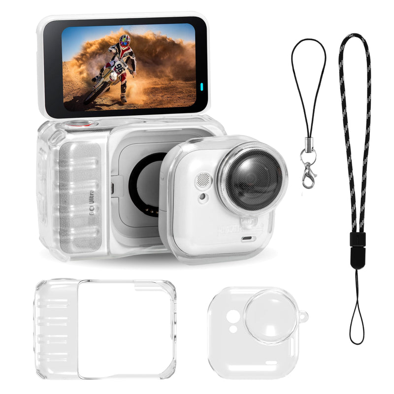 [AUSTRALIA] - STARTRC VCR Protective Cover Case for Insta 360 Go Ultra Accessories Shockproof Anti-Scratch Washable Transparent Cover Anti-Slip Dustproof Protection for Go Ultra with Lens Cap & Lanyard 