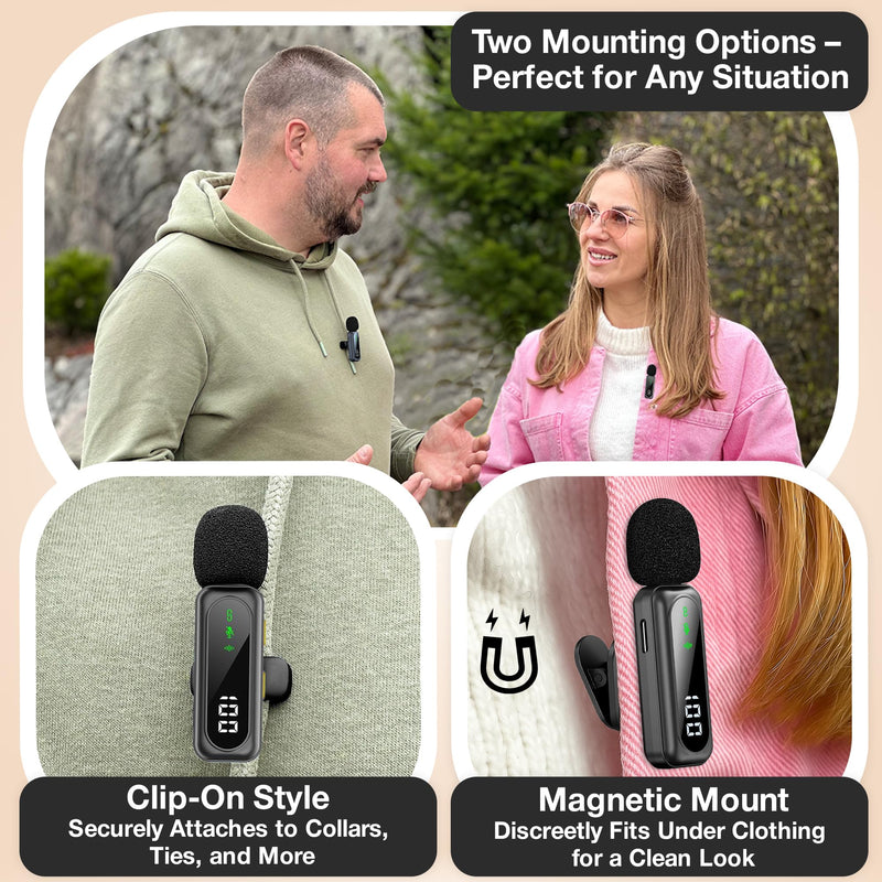 Wireless Lavalier Microphone for iPhone Mini Mic Android/Tablet/PC Video Recording Clip-on Mics with Rotatable Clip&Denoise Recording, Ideal for Vlog Tiktok Youtube Podcast Content Creator Wireless USB C
