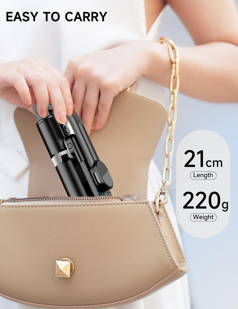 45" Selfie Stick Tripod with 2 Lights, Extendable 5 in 1 Selfie Stick Phone Tripod, Portable Selfie Sticks with Wireless Remote Compatible with iPhone 15/14/13 Pro Max, Samsung, Android, Gopro Black(with 2 Light)