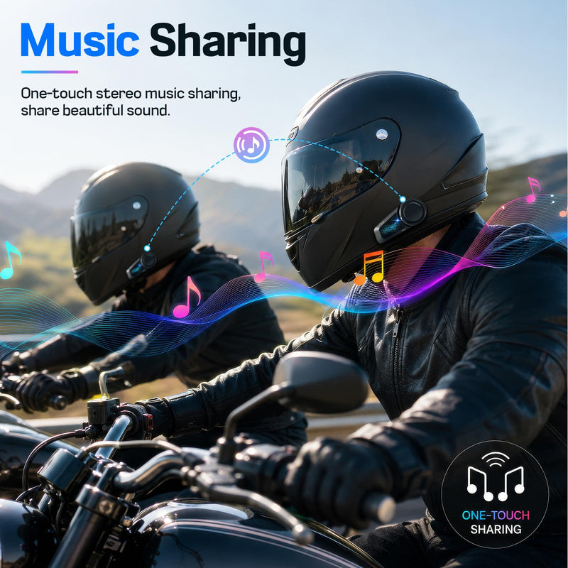 MAXTO M2S Motorcycle Bluetooth Headset,6-Way Intercom,Music Sharing,1 Pack | IP67 Waterproof,FM Radio,Universal 3rd Party Pairing,Hands-Free Call & Music M2S-1Pack