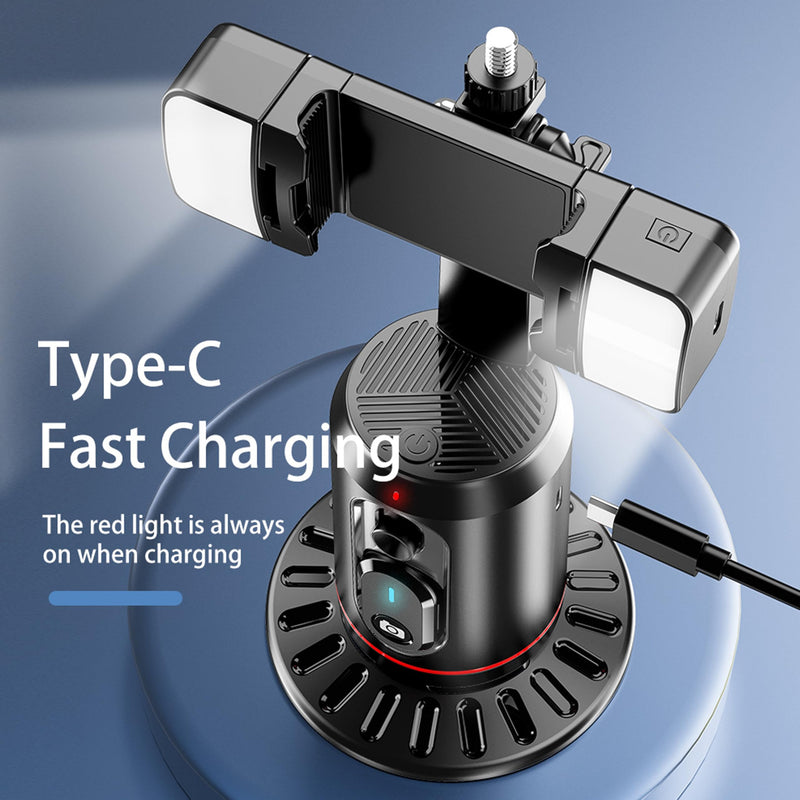 [AUSTRALIA] - Auto Face Tracking Phone Holder, 360° Rotation Face Body Phone Tripod Smart Shooting Camera Mount with Rechargeable Remote and Light for Live Vlog Streaming Video, Rechargeable BLACK 