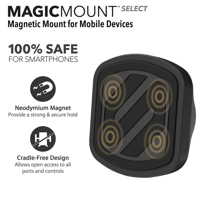 Scosche MMWSM-XCES0 MagicMount Select Magnetic Phone, GPS, or Tablet Suction Cup Car Cell Phone Holder, 360 Degree Adjustable Head, StickGrip Suction Cup Phone Car Mount, Black 1 Pack Magnetic - Window / Dash Suction