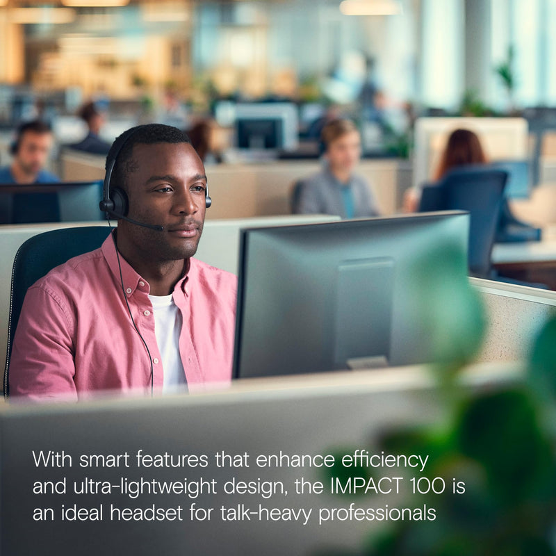 EPOS Impact 100 MS Stereo USB-C+A Headset with Microphone, Certified Microsoft Teams, Noise-Cancelling Mic, Lightweight, Call Control, USB Adapter, Soft Earpads, Professional UC Headphones