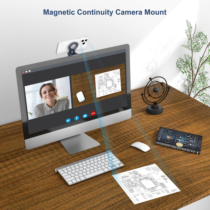 Itramax Continuity Camera Mount for Desktop Monitor & iMac,iPhone Webcam Stand,Magnetic iPhone Monitor Mount,Monitor Continuity Holder with Mag-Safe for iPhone 16,15,14,13,12,Mac,TV,Laptop Grey