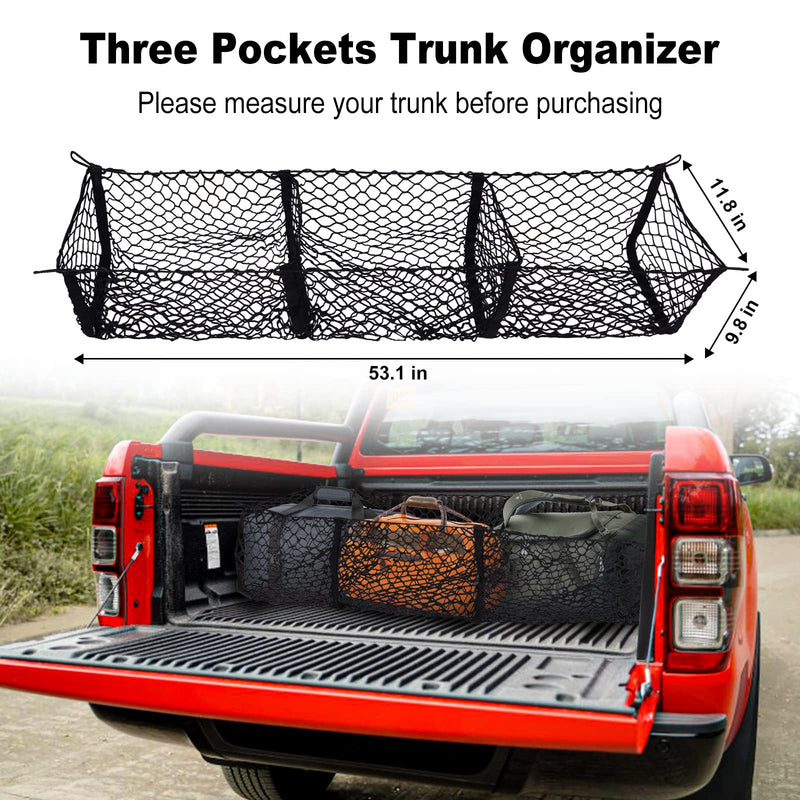 Kaishengyuan Car Phone Holder for Toyota Tacoma 2016-2023 & Detachable 3 Pocket Cargo Net Trunk Bed Organizer Heavy Duty Net