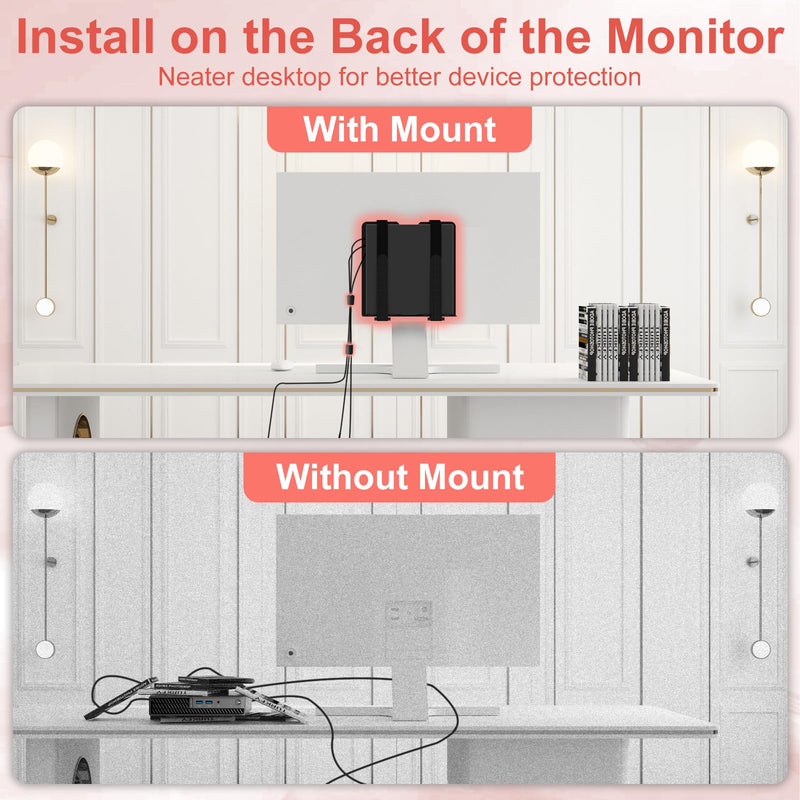 Universal Wall and VESA Mount for Micro PC, UPS Units, Wifi Router, Cable Modem and Other Electronic Devices Adjustable Strap Mount Bracket for Dell HP Lenovo Mini PC Mounted Behind the TV or Monitor