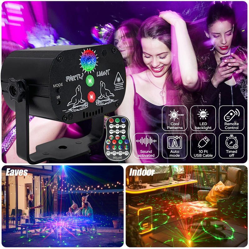 USB-Powered 60-Patterns 240 Conbination Effects Stage Light Party Light UV & RGB Backlight Remote Control for Indoor Events, Birthdays, Halloween, Karaoke, Club, and KTV (R60)