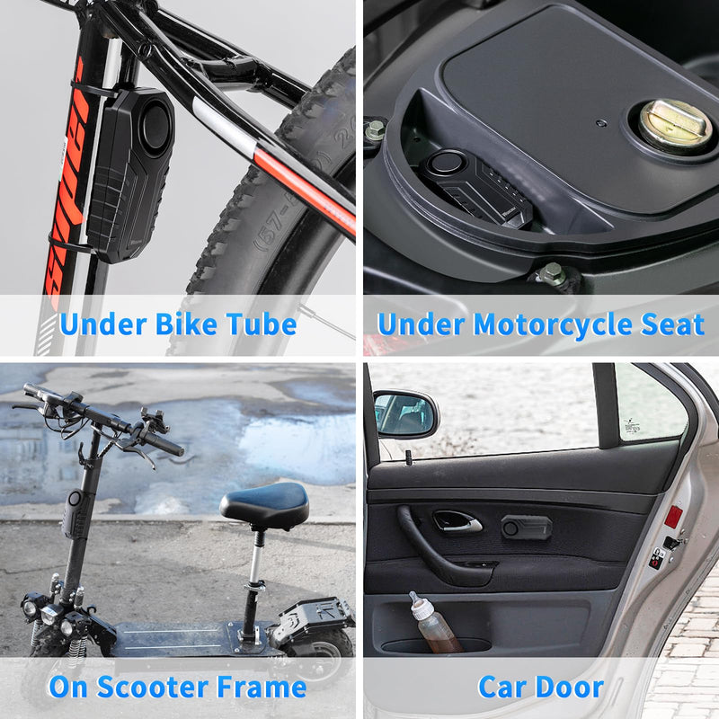 WSDCAM Bike Alarm with Remote 2 Pack, 113dB Wireless Anti-Theft Vibration Alarm Door Alarm Motorcycle Bicycle Vehicle Security Alarm System