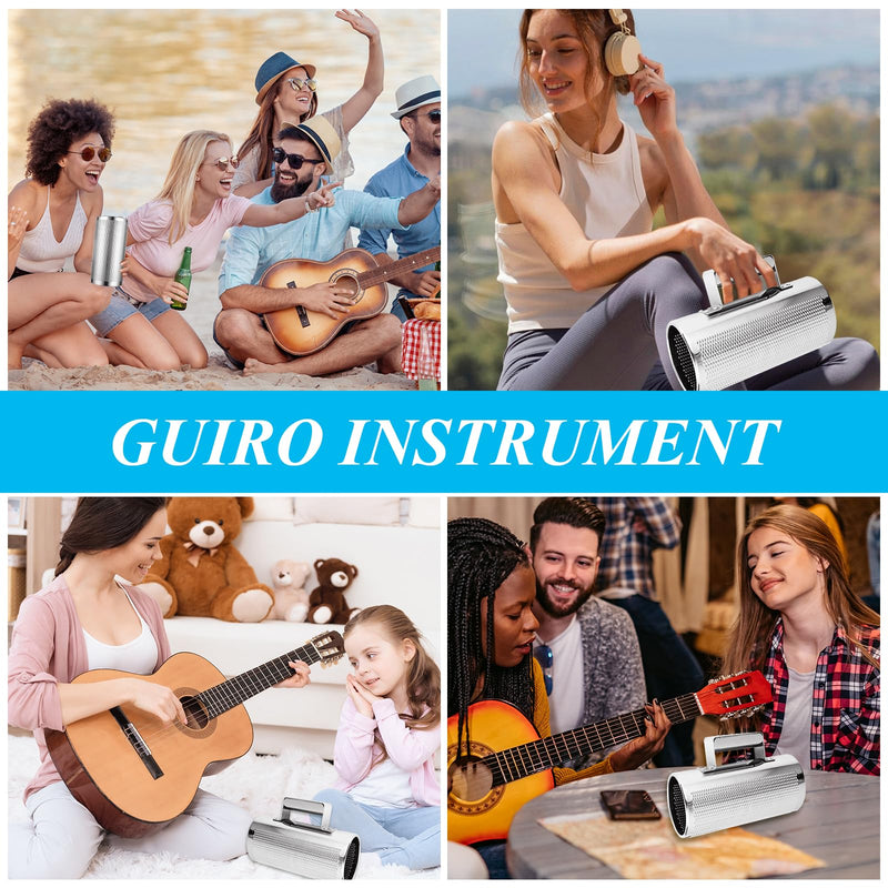 Metal Guiro Instrument, 12" x 6" Stainless Steel Guiro Shaker with Scraper Latin Percussion Instrument Musical Training Tool, Guira Dominicana