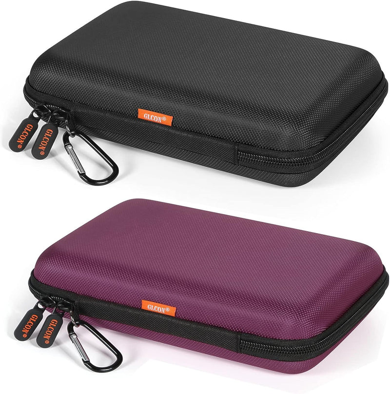 Shockproof Hard Shell Carrying Case, Large Capacity Storage Pouch Bag | Fits GPS, External Hard Drive, Power Bank, Charger, Cable, Travel Tech Organizer, Durable EVA Material Z Black and Deep Purple