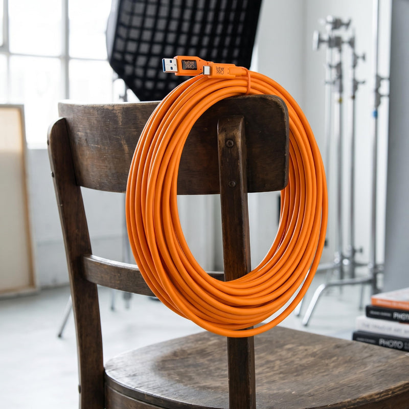 Tether Tools TetherPro USB 3.0 USB-C Cable | For Fast Transfer and Connection Between Camera and Computer | Non-Reflective Black | Fast Reliable Data Transfer Orange