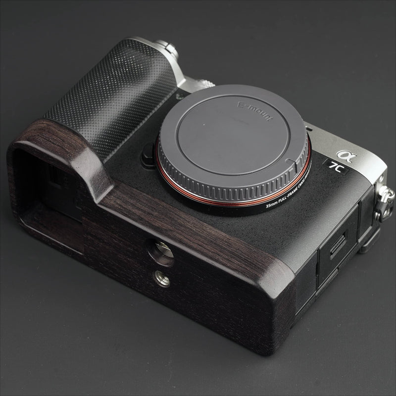 All Wood Wooden Camera Hand Grip Baseplate Base Protecter Handmade Light Weight for A7C ILCE-7C Alpha 7c Ebony